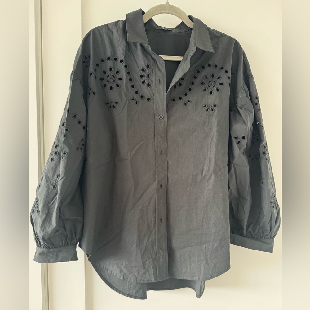 Rails black shirt cotton with broderie size M